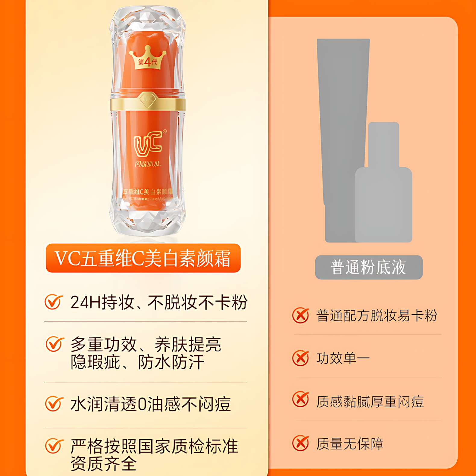 VC Five VC Whitening Tone-Up Cream 4.0 30g VC五重维C美白素颜霜4.0
