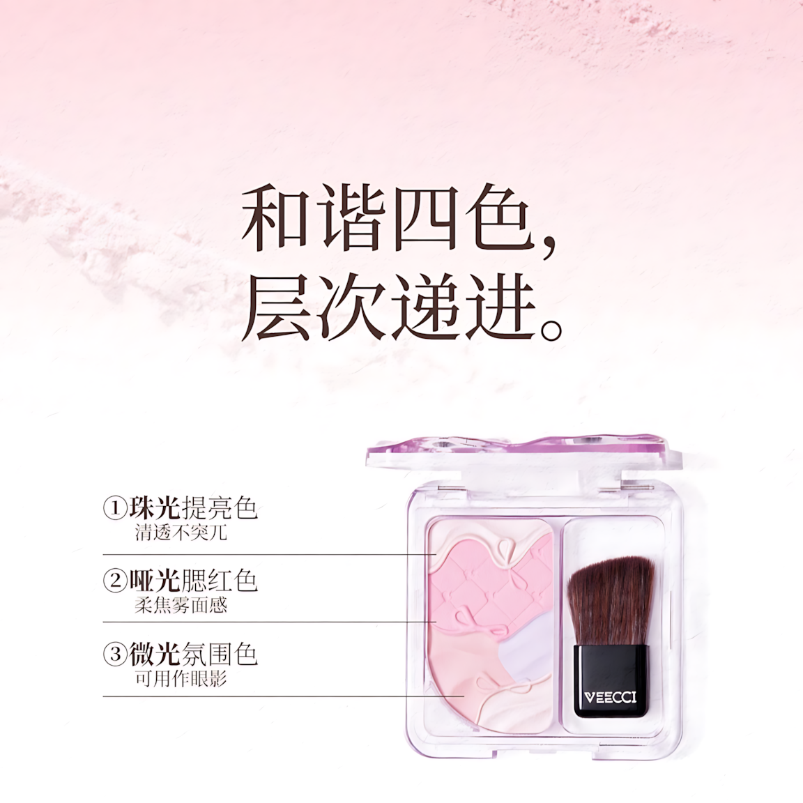 VEECCI Dreamy Quad Highlighter & Blush Palette 4g 唯资梦幻四拼高光腮红