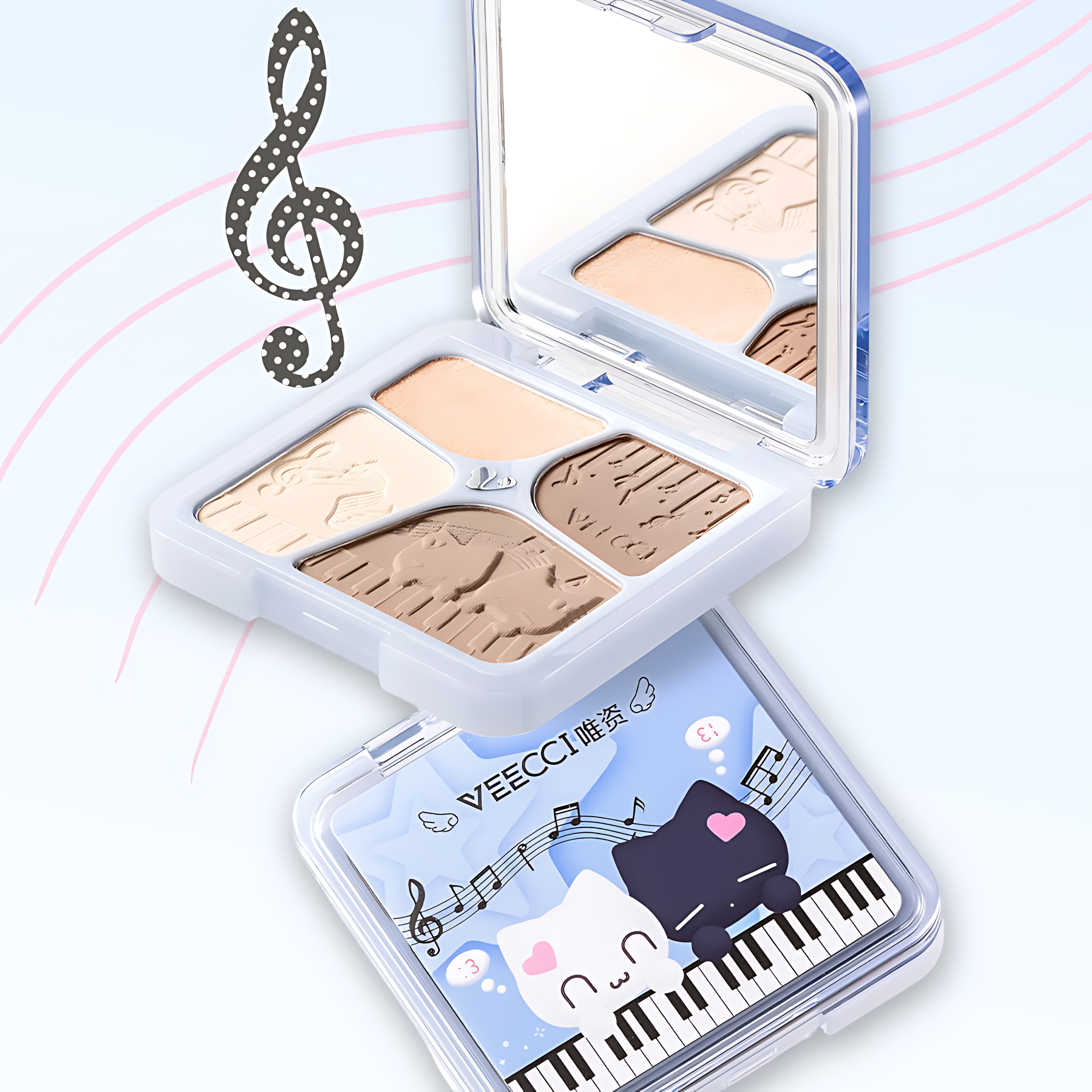 VEECCI × Note Pudding Effortless Highlight & Contour Palette 8.6g 唯资×音符布丁自在易绘高光修容盘