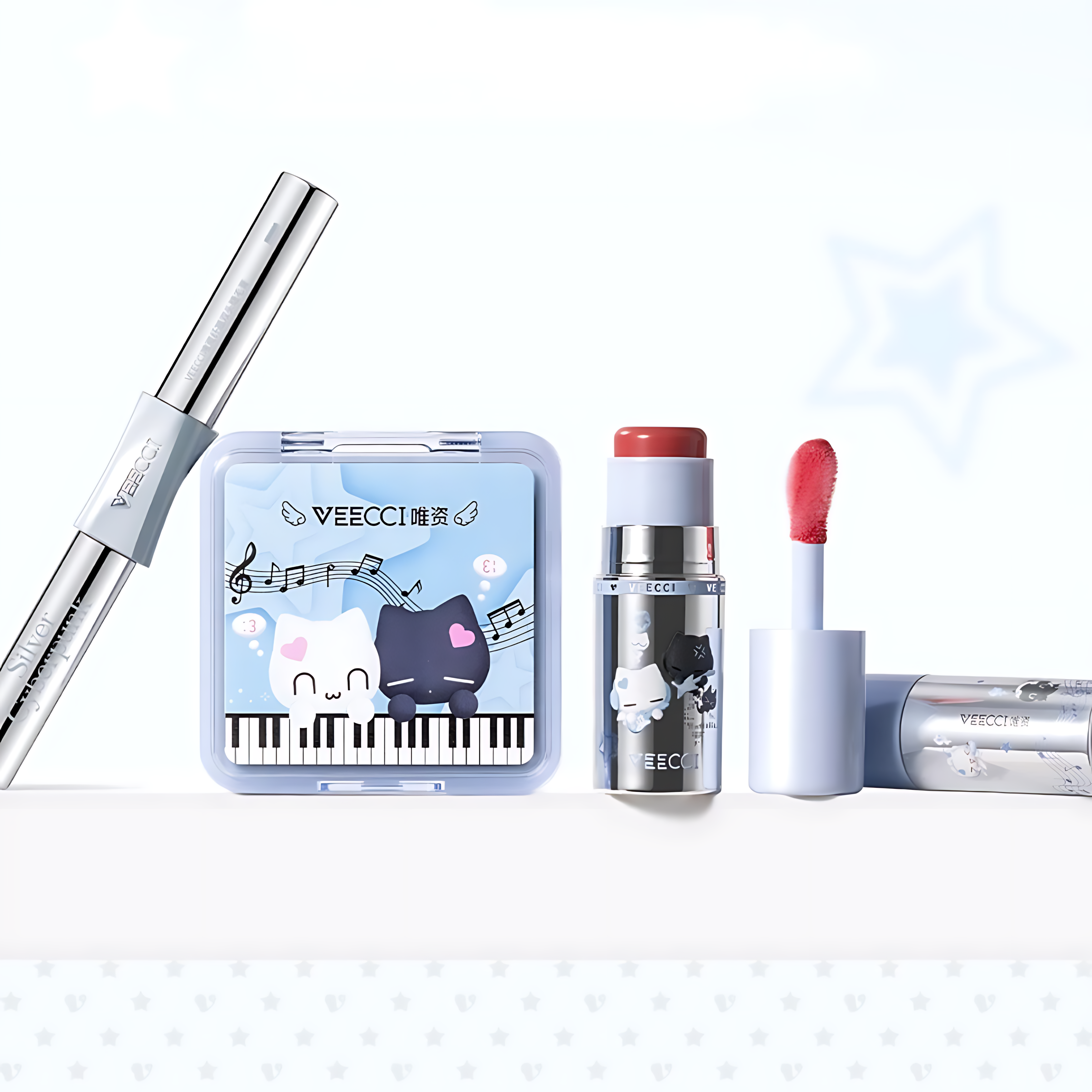 VEECCI × Note Pudding Effortless Highlight & Contour Palette 8.6g 唯资×音符布丁自在易绘高光修容盘