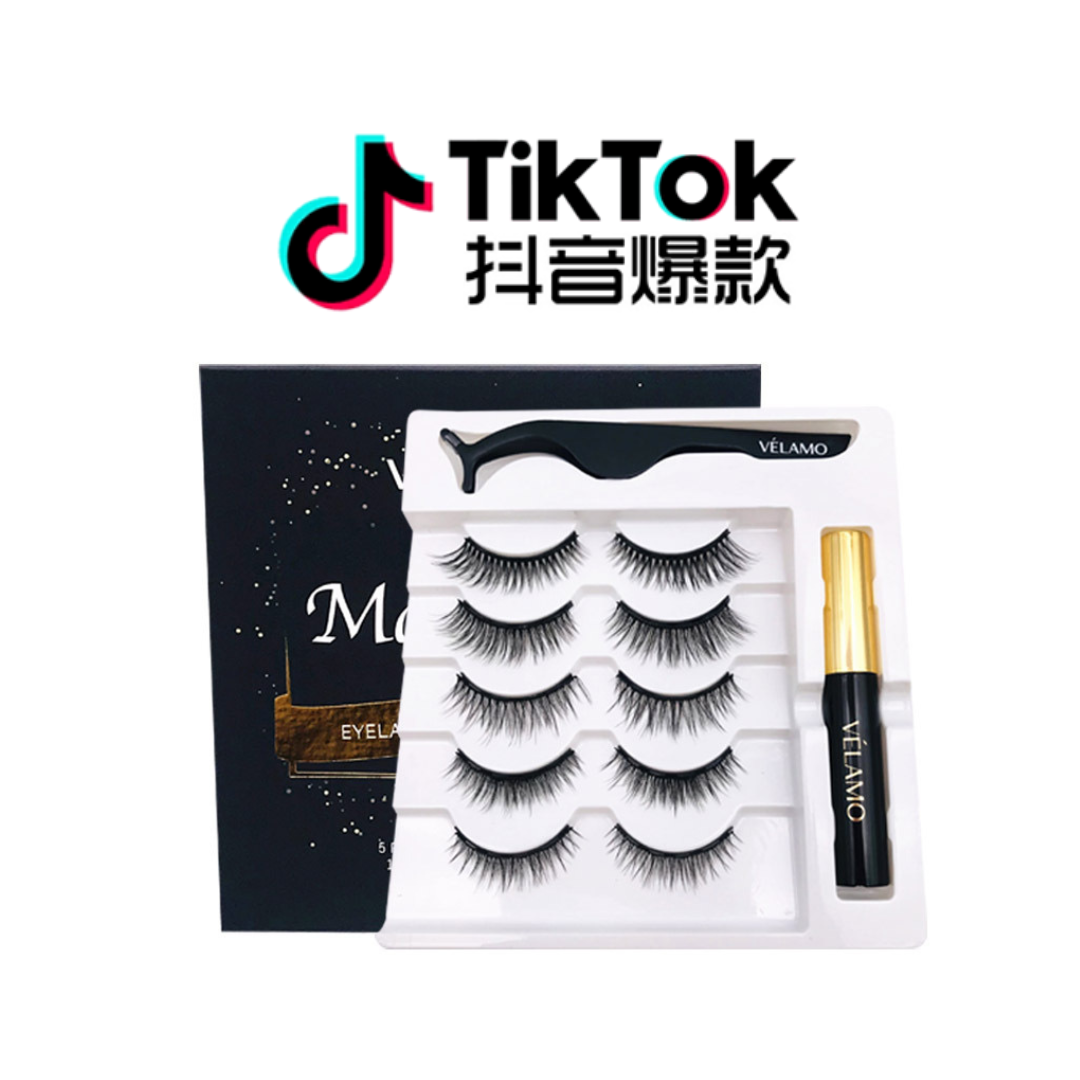 Tiktok/Douyin Hot VELAMO Glue Free Mixed styles Magnetic Eyelashes Eyeliner Kit 5 Pairs【Tiktok抖音爆款】VELAMO免胶混装磁性睫毛眼线套装