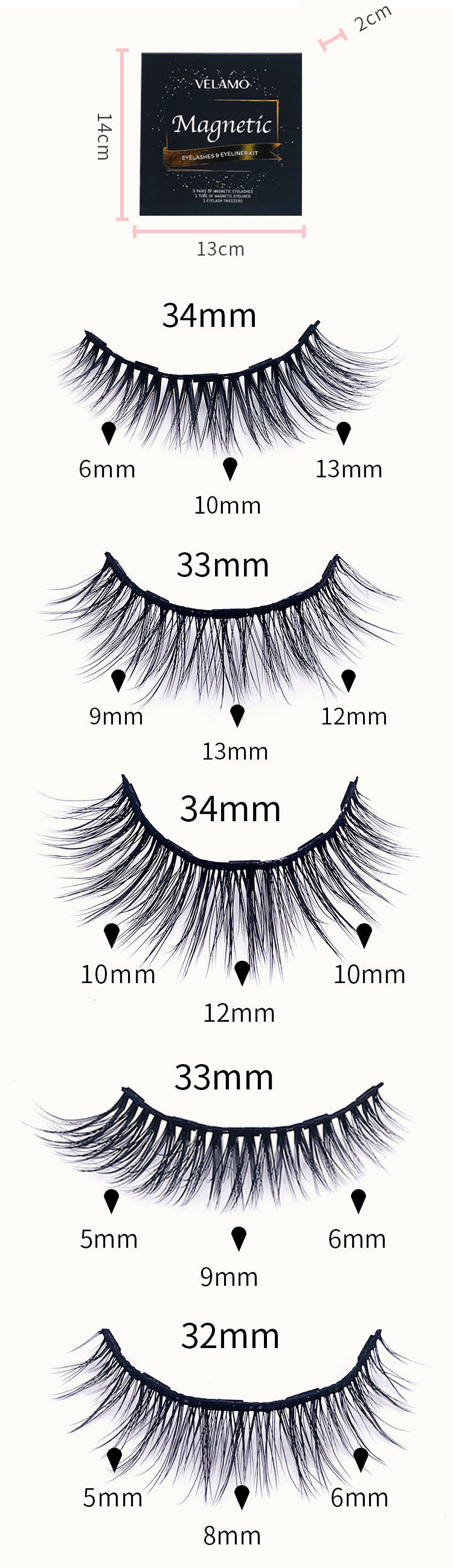 Tiktok/Douyin Hot VELAMO Glue Free Mixed styles Magnetic Eyelashes Eyeliner Kit 5 Pairs【Tiktok抖音爆款】VELAMO免胶混装磁性睫毛眼线套装