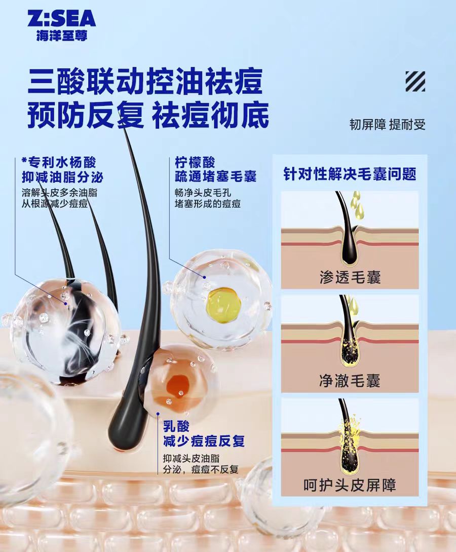 Z:SEA Water Oil-Control And Acne Cleansing Shampoo 400ml 海洋至尊水酷控油净痘洗发水