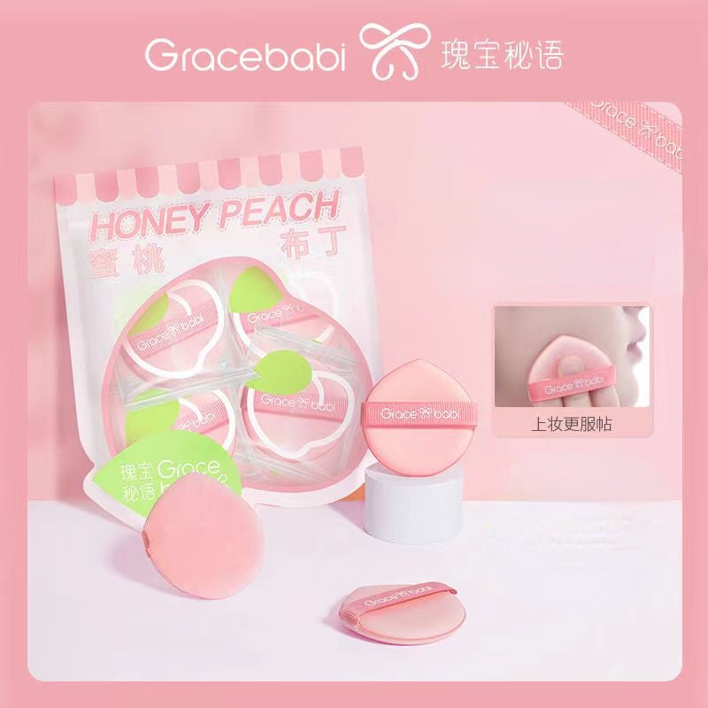 Gracebabi Air Cushion Peach Puff Fragrance Fixing Makeup Cotton Pad 4pcs 瑰宝秘语蜜桃气垫粉扑