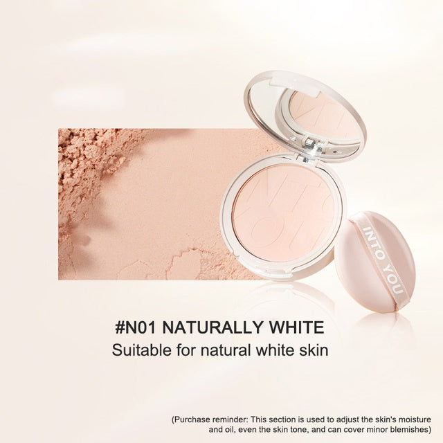 INTO YOU Pressed Powder New Long Lasting Makeup White Cake Waterproof Makeup Lightweight And Portable 心慕与你轻薄定妆持久小白饼粉饼 7g