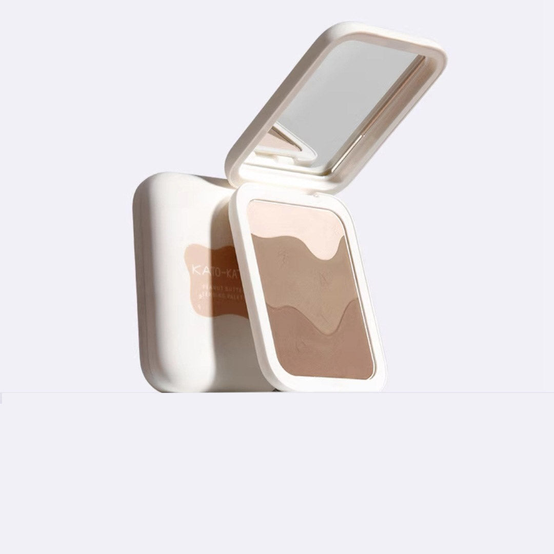 KATO Makeup 3-colour Multi Shading Powder 修容盘粉饼三色影高光一体盘鼻影粉侧影膏两用哑光自然